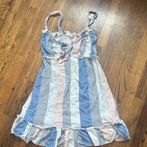 Ocean Drive Striped Blue and Pink mini cut out Dress large